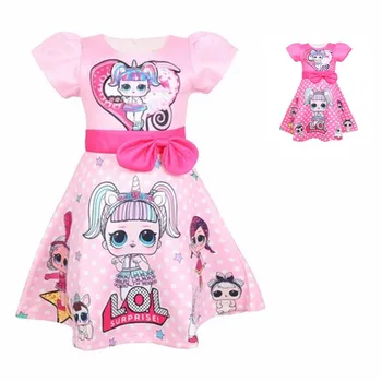

Summer cartoon lol dress birthday party princess dress sleeveless Vestidos doll clothes girl kids clothes toddler baby infant