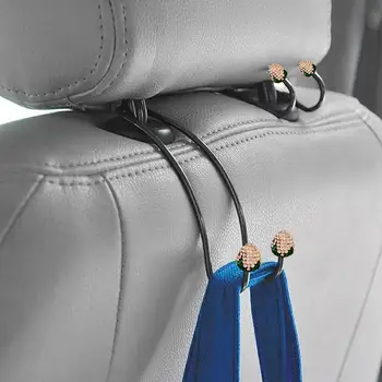 

2-in-1 Design Car Headrest Hooks Diamond-studded Strawberry Car Crystal Back Seat Organizer Bag Purse Hangers Hanger Holder