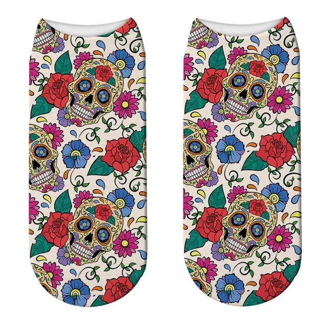 3D Cool Skull Printed Socks For Unisex Women Fashion Funny Low Ankle Socks Harajuku Cotton Comfortable Short Socks For Female Style2