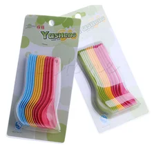 Cuillère alimentaire en plastique pour bébé, 12 pièces, sécurité, formation des tout petits, cuillère comestible, ensemble de vaisselle pour bébé