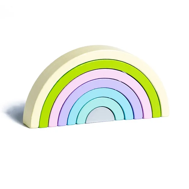 New Kids Montessori  Arch Bridge Rainbow Building Blocks Wooden Toys Baby Early Education Color Cognitive Blocks Toy 6