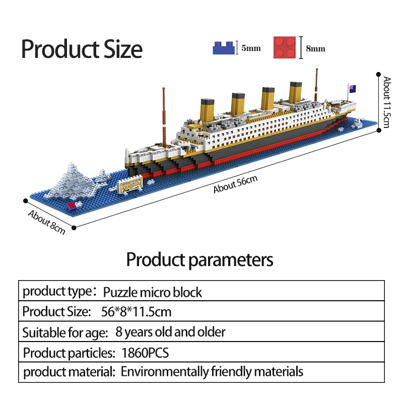 LOZ Creator Mini RMS корабль «Титаник» 3D модель строительный блок микро лодка DIY сборка кирпича Развивающие игрушки для детей Подарки