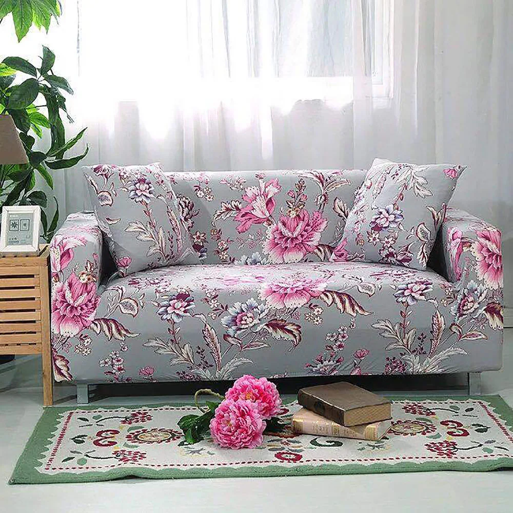 

Corner Sofa Cover For Living Room Flower Pattern Many Color Full Coverage 1/2/3/4 Seater Comfortable Elastic L Shape Couch Cover