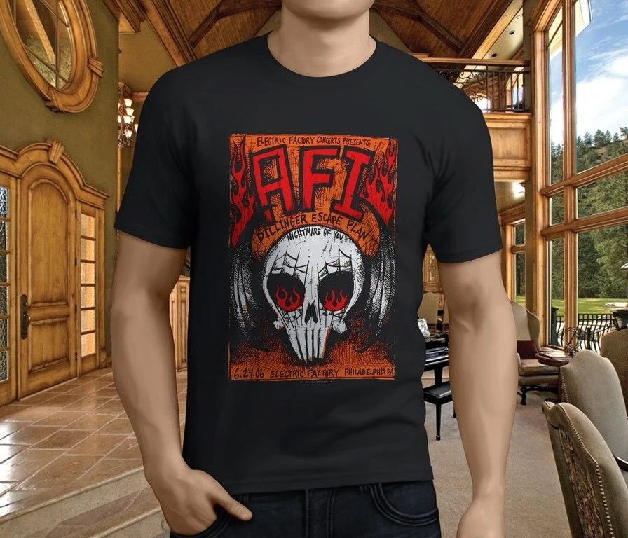New AFI East Bay Kitty Rock Band Short Sleeve Men's Black T-Shirt Size S to 5XL 