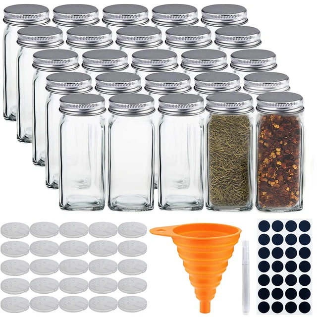 12/24pcs Seasoning Box Salt And Pepper Glass Spice Jars Set Lid Pot Condiment Seasoning Bottle Shakers Kitchen Storage Supplies 12PCS