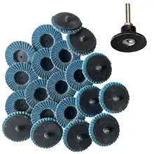 Disques à lamelles de 2 pouces, en zircone, alumine, haute densité, plat, avec support de 1/4 pouces, changement rapide, 20 pièces