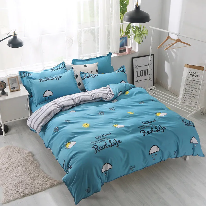

Adult Duvet Cover Cute Summer Bedding Home Textile Bed Cover Print Lattice Quilt Covers Double Comfortable Bed Sheet