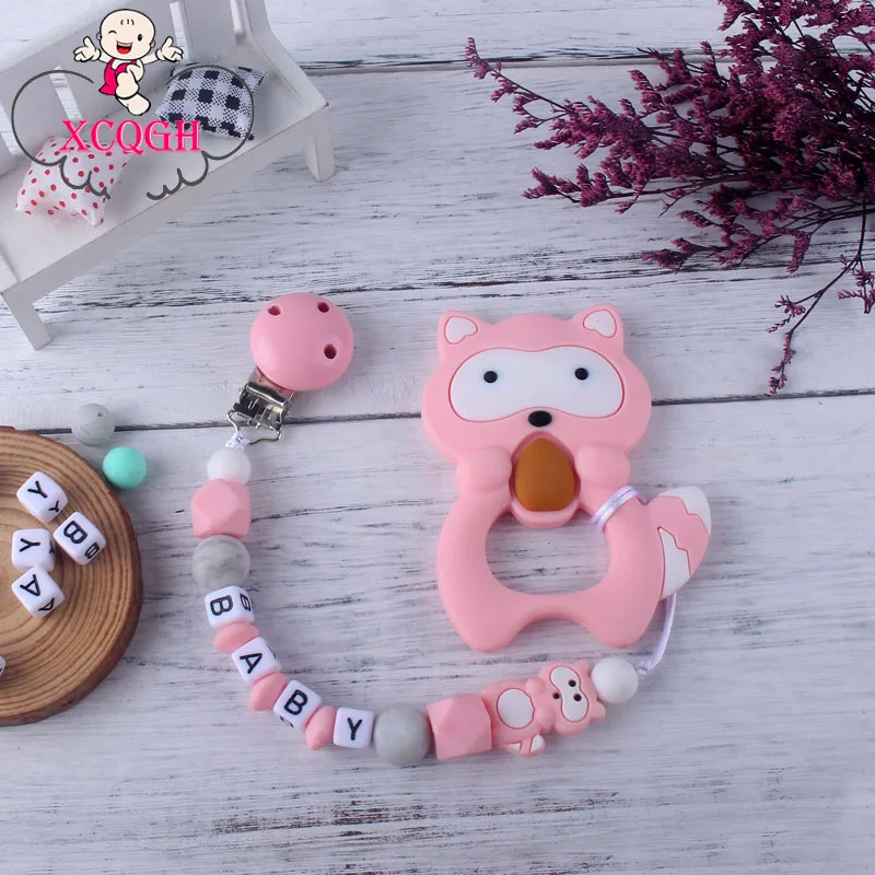 Silicon Teether Baby Raccoon Baby Pacifiers Leashes Cases Silicone