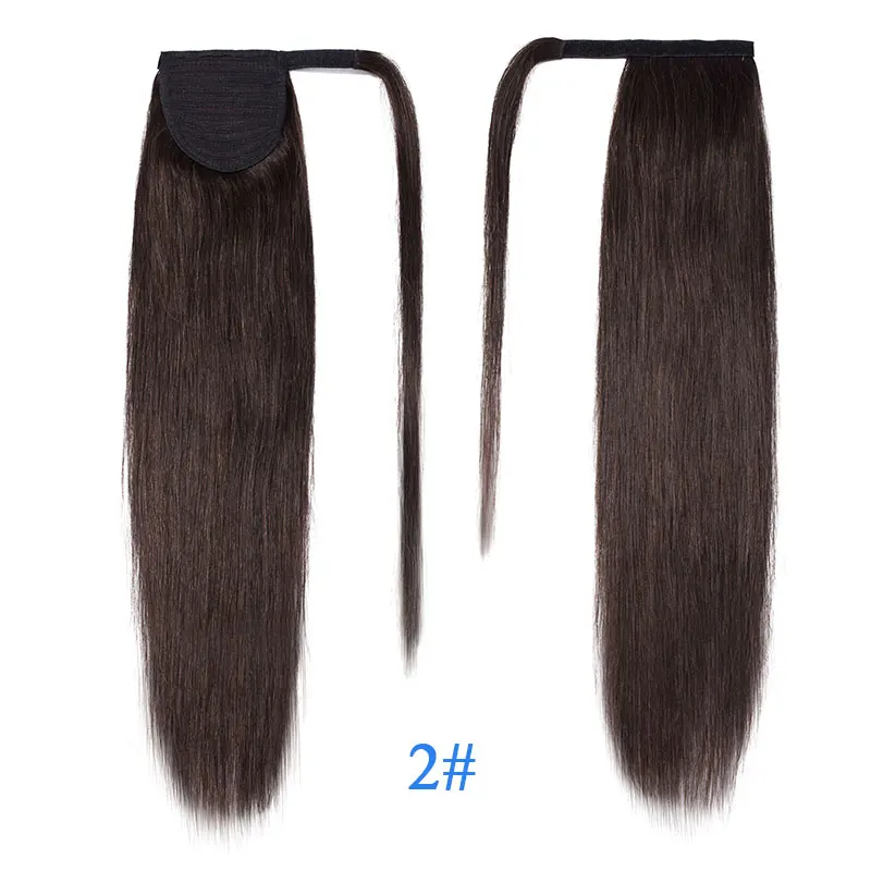 SEGO, 1"-22", конский хвост, волосы для наращивания, не Реми, длинные прямые, обмотанные вокруг хвоста, натуральные человеческие волосы на заколках, 80 г-95 г