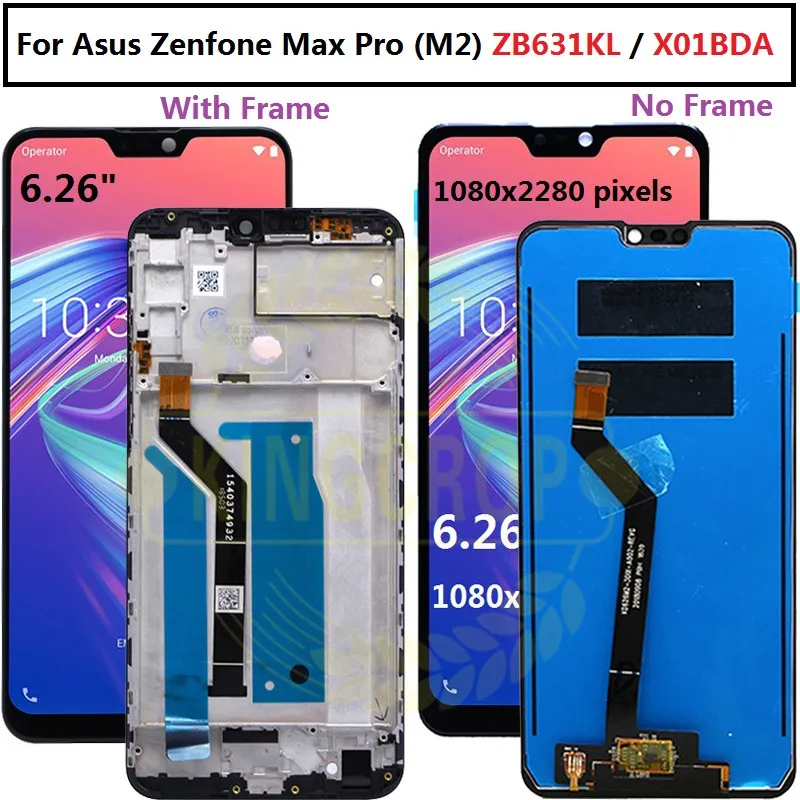 Новый ЖК дисплей Asus Zenfone Max Pro (M2) ZB631KL 6 26 дюйма с рамкой и дигитайзером сенсорного