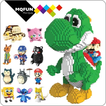 

HC Big cartoon Anime super hero Mario Totoro Snorlax plastic building block bricks game DIY 3D assembly model educational toy