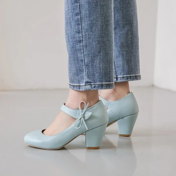 

CHIMIZHAI Woman Shoes 7CM Heels Shoes Spring Women Shoes Sizes 34-48 Pumps Autumn Sexy Office Ladies Shoes Pumps MY488