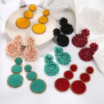 

Match-Right Big Bohemia Statement Dangle Drop Earring for Women Ethnic Large Beads Round Earrings 2020 Femal Jewelry SP1002