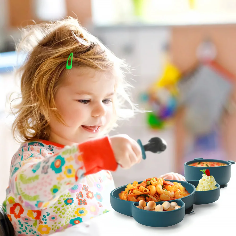 TYRY.HU Silicone Baby Bowls with Suction Set, Baby Bowls and Spoons & Fork