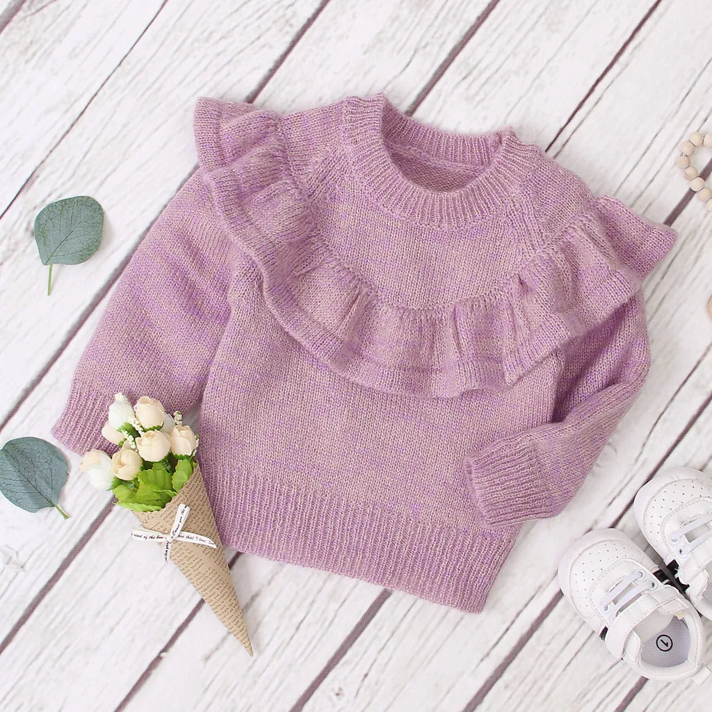 Toddler Baby Girls Winter Crochet Tops Hooded Warm Knit Sweater Keep Warm Girls Base Sweater Leisure Knitted Clothes Fashion