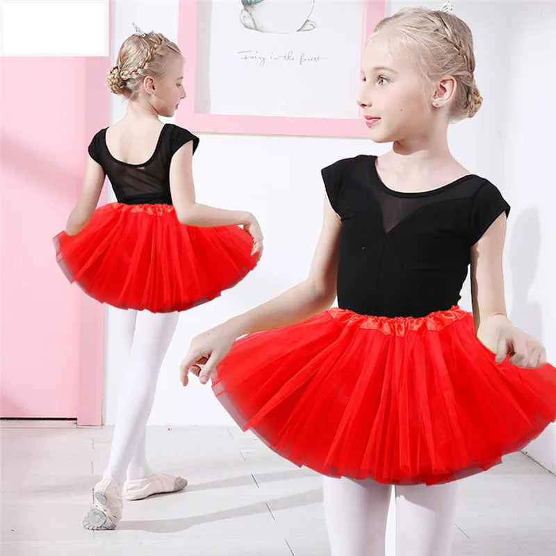 2-8 Years Girls Skirts Ballet tutu Polyester 5 Color Black Pink Red Purple White Dancewear Lace Mini Tutu Skirt New D30