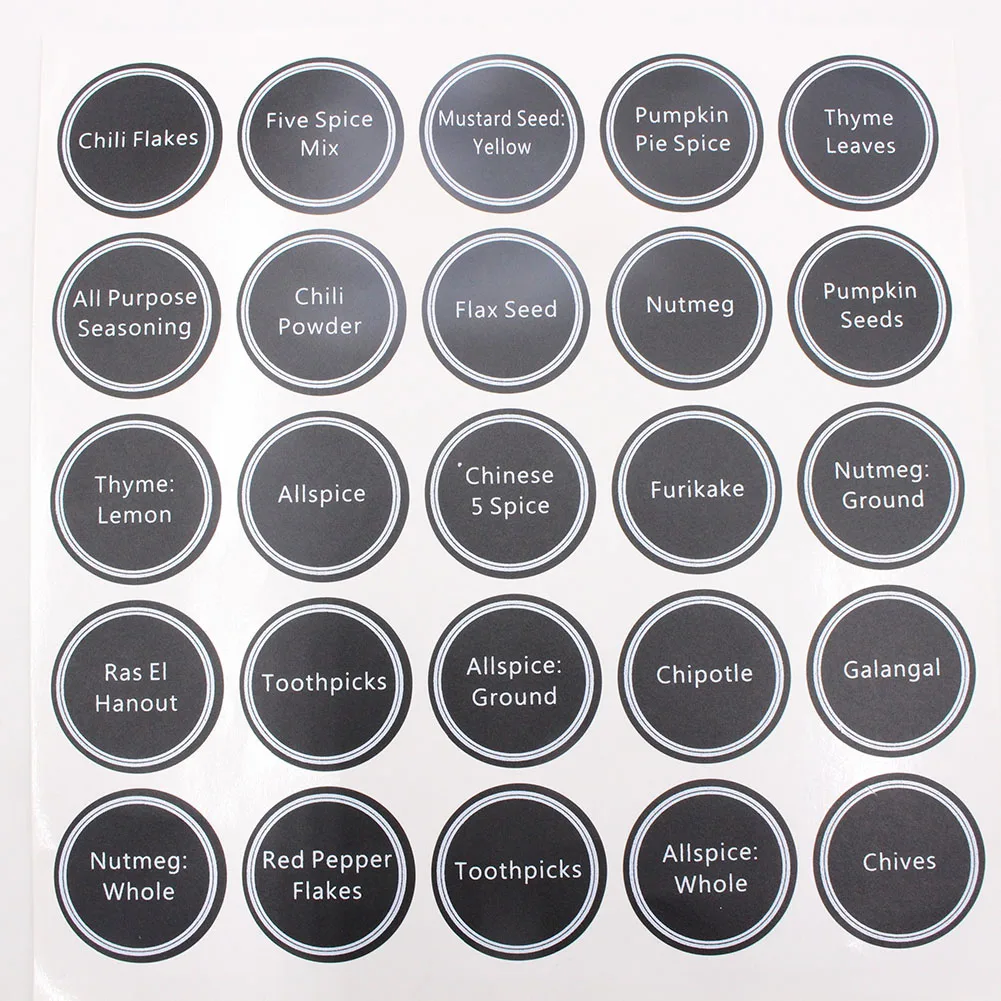 aeProduct.getSubject() 13pcs Waterproof Jar Stickers Round Bottle Tags Spice Labels Pantry Printed Decor Home Accessories PVC Adhesive Kitchen