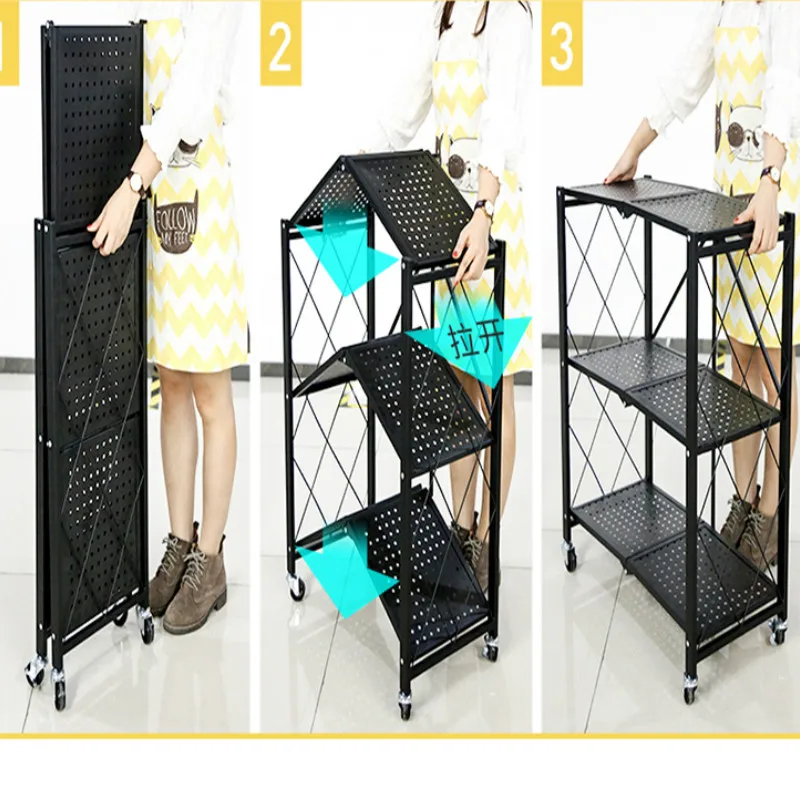  Kitchen microwave racks floor multi-layer storage rack oven household pot rack storage shelf foldab - 4000299764311