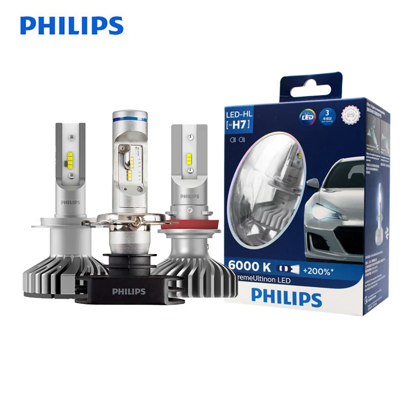 Светодиодные лампы Philips H4 H7 H8 H11 H16 9005 9006 X-treme Ultinon для автомобильных фар