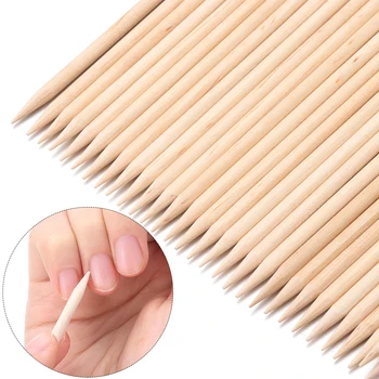 

10/30/50Pcs Wood Stick Cuticle Remover Orange Dual-ended Nail Art Designs for Manicure Pedicure Pusher Nail Tools