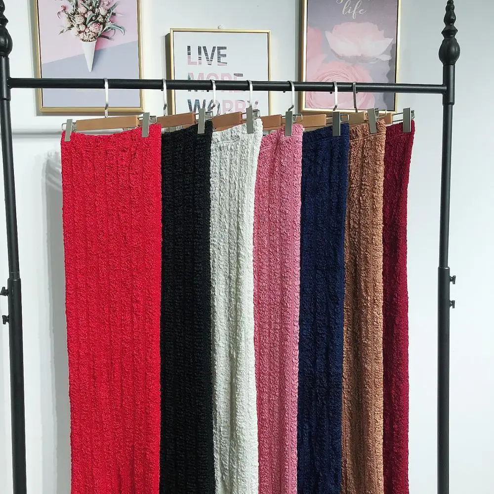 Elastic knitted Skirt Women's Long Skirt Autumn Winter Princess Modest Muslim Bottoms Ankle-Length Party Eid Islamic Clothing