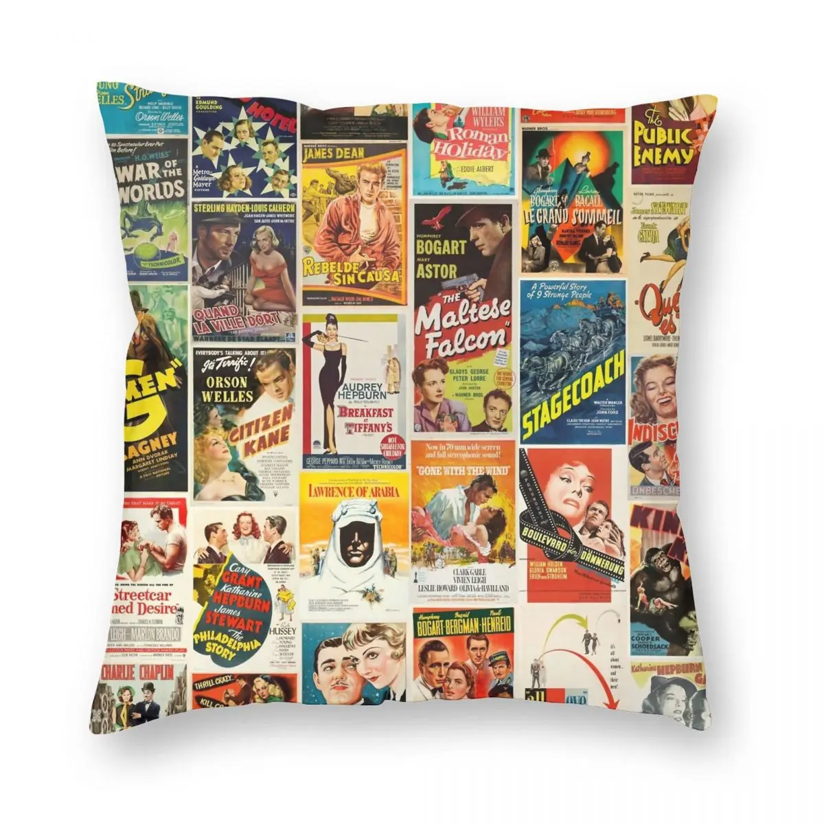 

Classic Movie Poster Collage Square Pillowcase Polyester Linen Velvet Printed Zip Decor Throw Pillow Case Home Cushion Cover