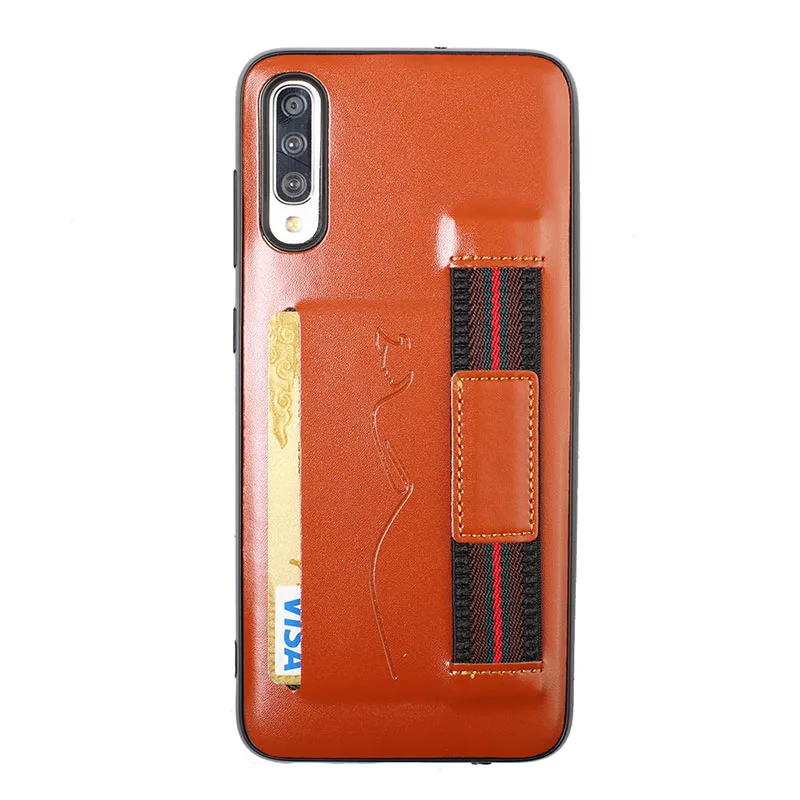 Brown Кожаный чехол-книжка с ремешком на руку чехол для samsung Galaxy S10 S9 Note 9 10 J4 J6 плюс J5 A7 A70 A80 A60 A50 A40 A30 A20 Core A10 M30 крышка - Цвет: Brown