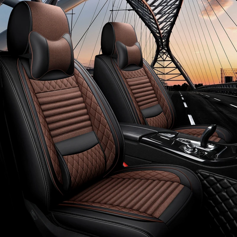 

Full Coverage PU Leather car seat cover flax fiber auto seats covers for BMW i3 1series 2series 3series 4series z4 6series bmw5s