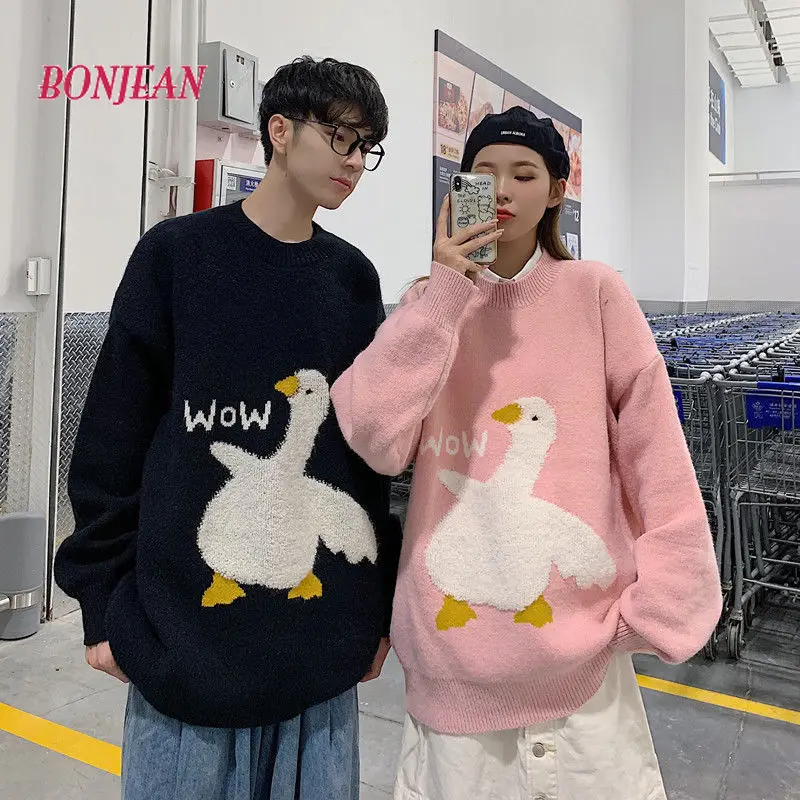 

2020 Harajuku Oversized Cartoon Sweater Couples Clothes Wear Autumn and Winter Sweaters Loose Korean Plus Size Japanese Fashion