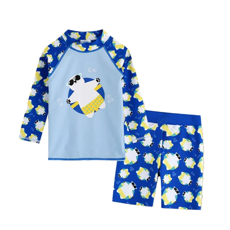 Children's Swimsuit Boys' swimsuit split long sleeve sunscreen quick drying Korean baby cute swimsuit