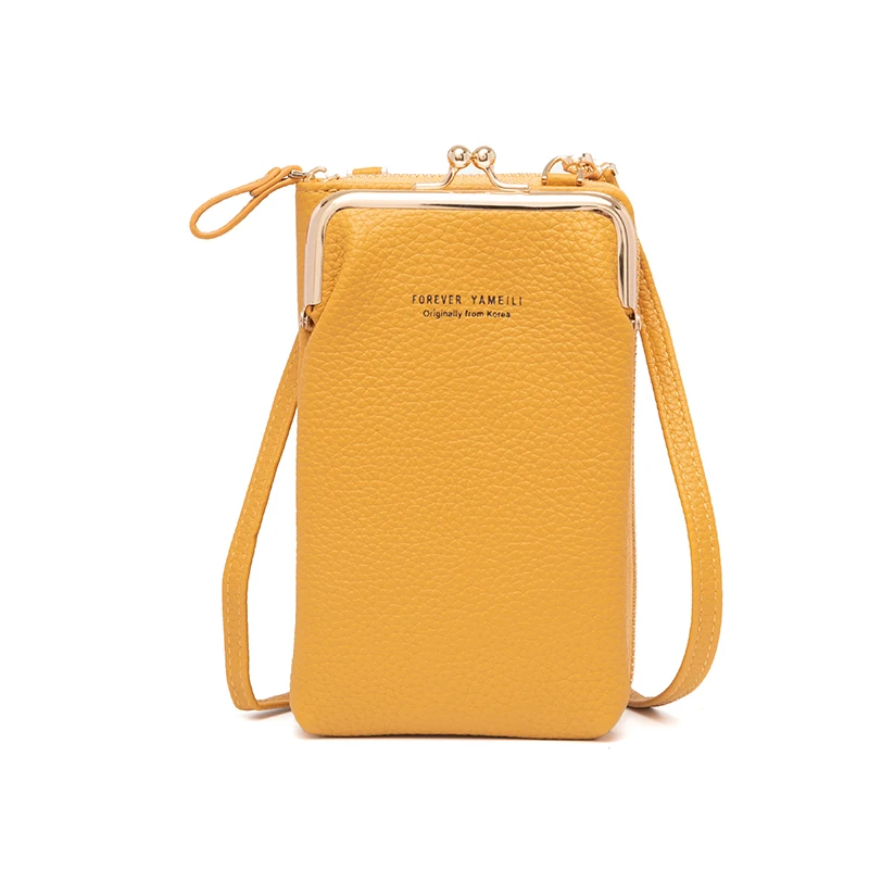 

Lychee Pattern Fashion Mobile Phone Bag Women Zipper Shoulder Messenger Mobile Phone Storage Bag Long Credit Card Wallet Purse