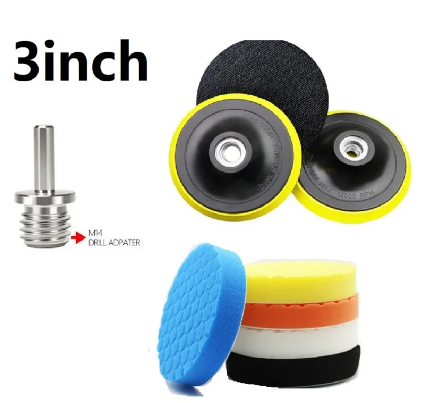 

8pcs 3/4/5/6/7 inch Sponge Polishing Pad With Hook And Ring Drill Adapter For Car Polishing Machine