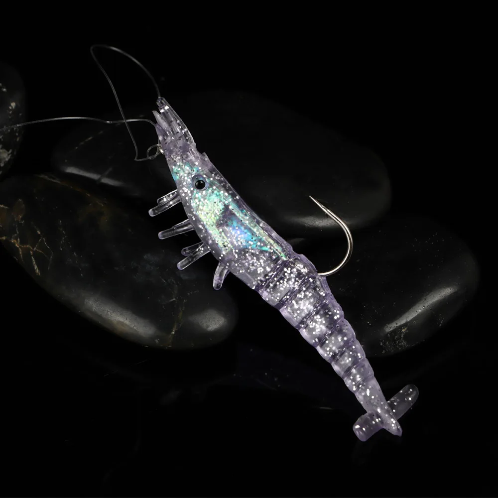 9cm 10g Fake Baits with Hook Soft Shrimp Simulation Lure Fishy Smell Artificial Baits Durable Life-like Swimbait Fishing Tackle