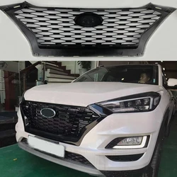 Calandre de course avant, noire et argentée, couverture de masque, compatible avec hyundai tucson 2019 2020 
