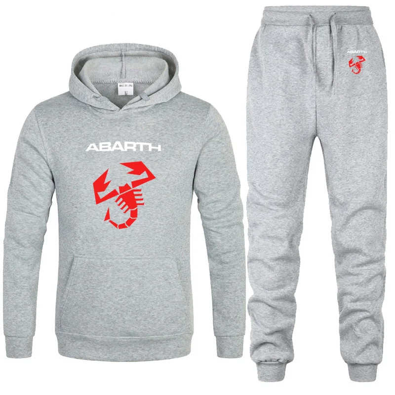Толстовки для мужчин, автомобиль ABARTH, принт логотипа, унисекс, толстовка, модная мужская толстовка с капюшоном в стиле хип-хоп harajuku, повседневные флисовые толстовки, штаны, костюм из 2 предметов