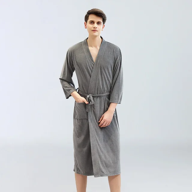 Свободная Домашняя одежда для пар, Повседневная летняя тонкая ночная рубашка, однотонная махровая ткань, Robe100% хлопок, халат, мягкая вентиляция, банный халат