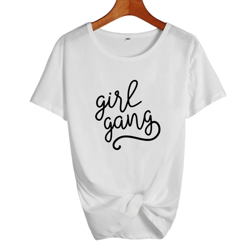 Женская уличная Футболка с принтом Gril Gang Tumblr черно белая футболка в стиле панк