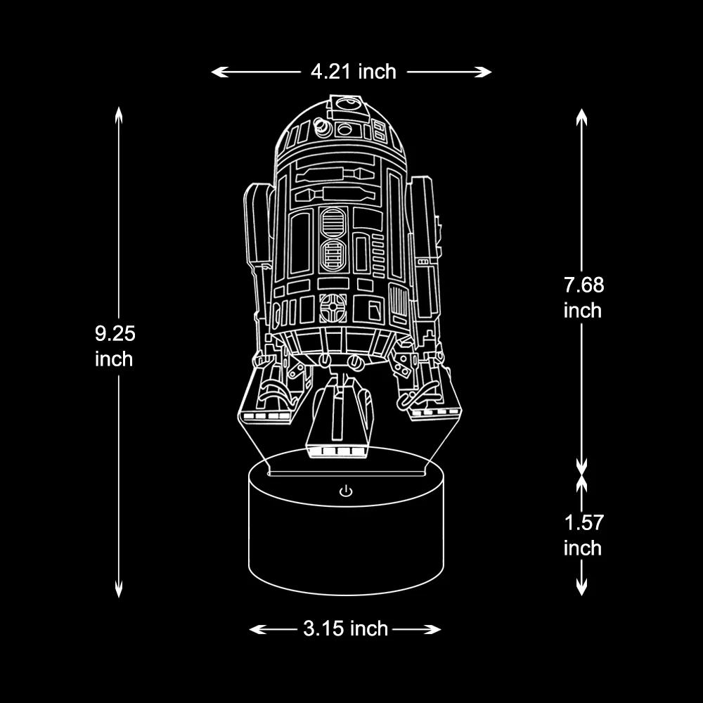  VCity Death Star War Yoda 3D Night Light Creative Illusion Visual BB8 Lamp Led Bedroom Decoration H - 32980378134
