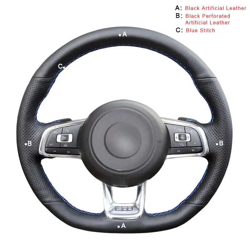 Автомобильная оплетка на руле для Volkswagen VW Golf 7 GTI гольф R MK7 VW Polo GT Scirocco авто-Стайлинг - Название цвета: Artificial Leather