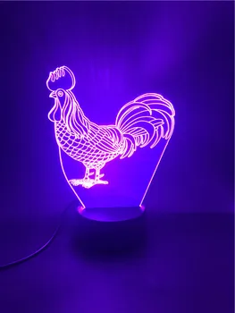 

3D Lamp The Cock Cute Gift for Baby The Alarm Clock Base Atmosphere Pretty Bright Base Battery Powered Usb Led Night Light Lamp