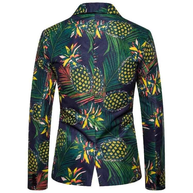 

[Suit] Men'S Wear Single West One-Button Tops Pineapple Printed Hawaii-Style Suit Xf103