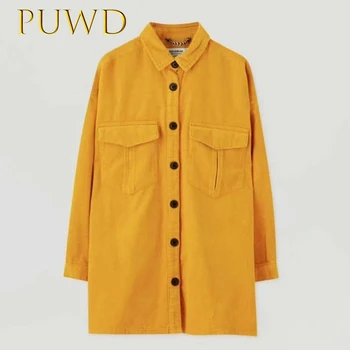 

PUWD 2019 Retro Corduroy Loose Shirt Jacket for Women in the Spring and Autumn Period of 2019
