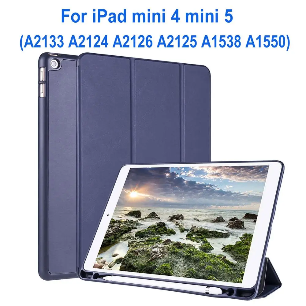 Чехол для iPad 7 10,2 дюймов Air 3 Pro 10,5, чехол для планшета с карандашом, кожаный флип-чехол, умный чехол для iPad Mini 5 4 - Цвет: mini 4 5