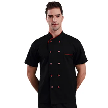 

Unisex Short Sleeve Breathable Stitching Food Service Cafe Waiter Work Wear Chef Jackets Uniforms