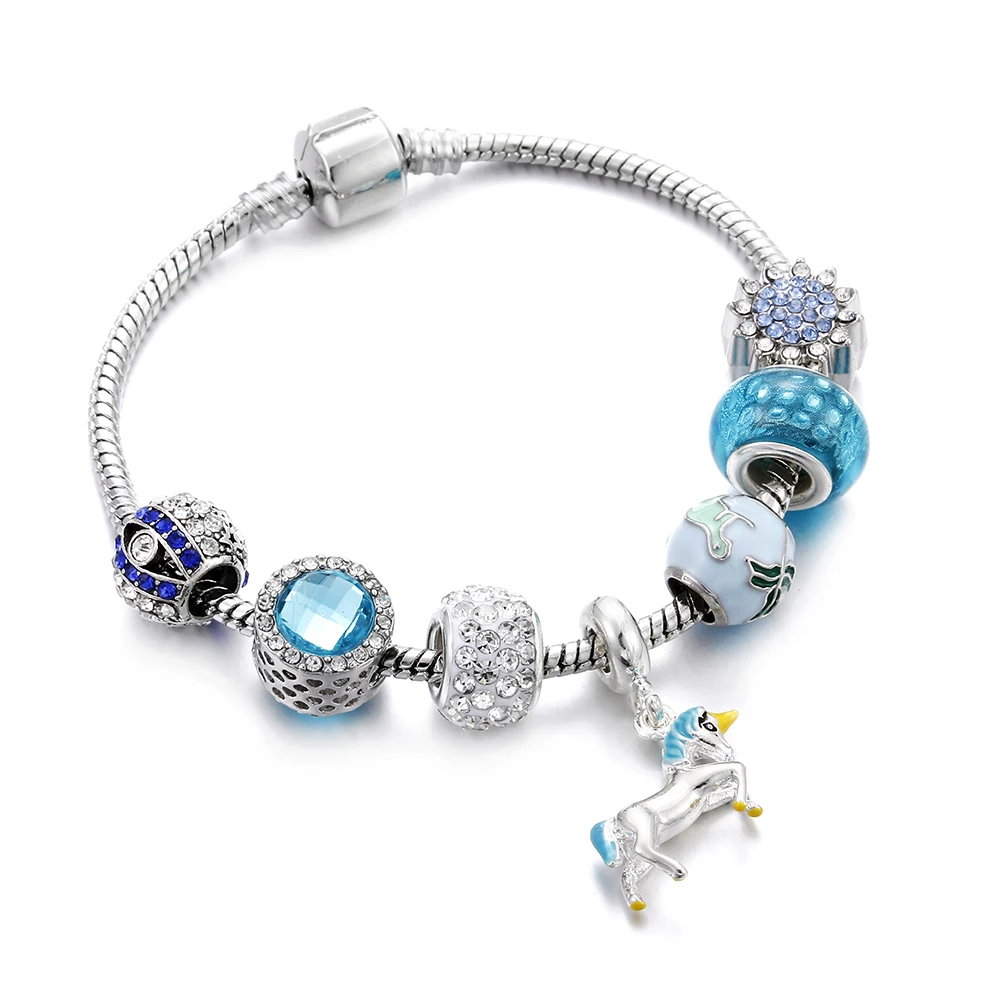 Мода Посеребренная Браслет Для Женщин Девушки Муранского Стекла Хрустальные Бусины Слон Лошадь Кои Золотая Рыбка Подвеска Fit Браслеты Браслеты Браслеты DIY Романтические Ювелирные Изделия