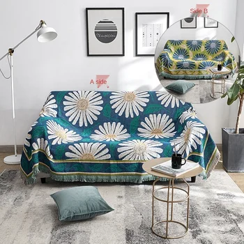 

Nordic Full Cover Sand Release Two Side Style Daisy Sofa Towel Household Multi-functional Non Slip Sofa Decorative Cover Cloth