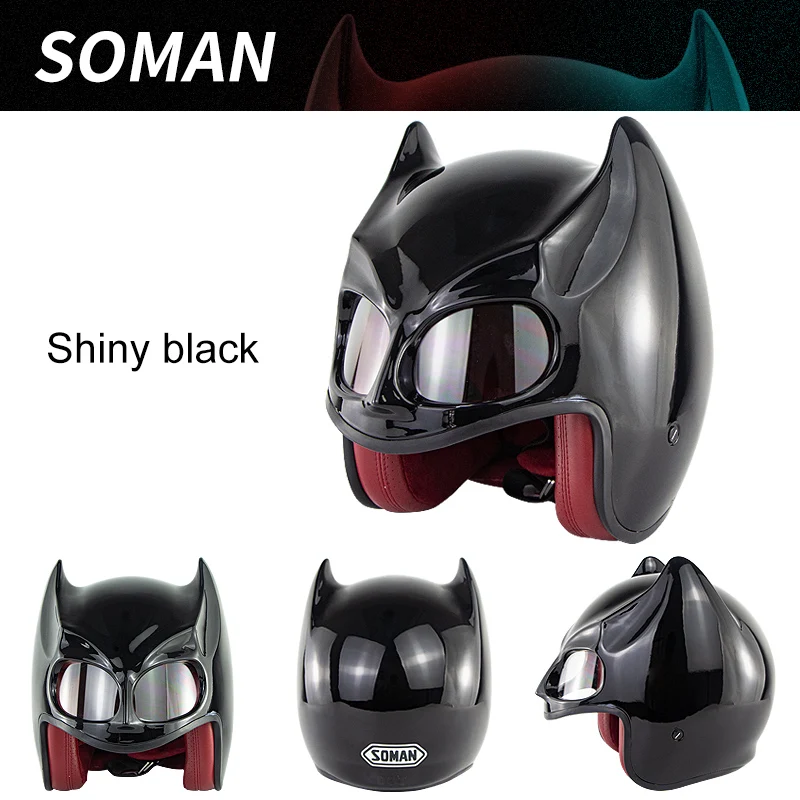 SOMAN 560, летучая мышь, мужской шлем с открытым лицом, велосипедный, анти-УФ, мотоциклетный шлем, в горошек, одобренный, мотоциклетный шлем, безопасность, Casco Moto