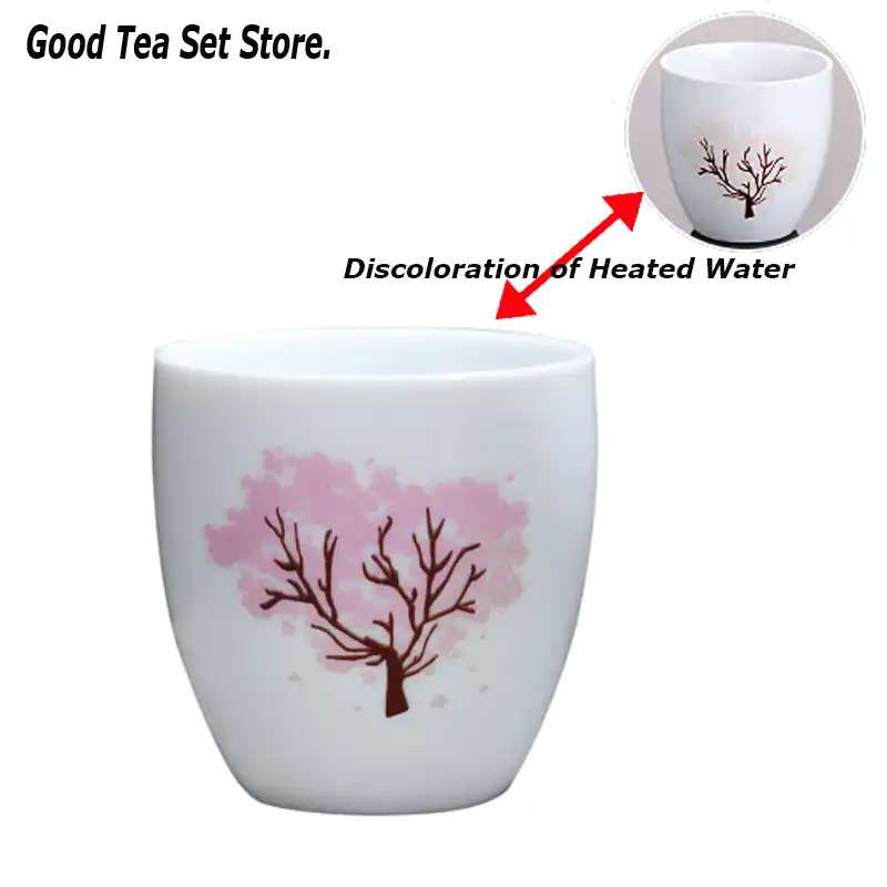 Japanische Magie Sakura Teetasse Heisser Kalten Temperatur Verfarbung Farbwechsel Tee Tasse Blume Keramik Kung Fu Tee Set Tee Schussel Teetassen Aliexpress