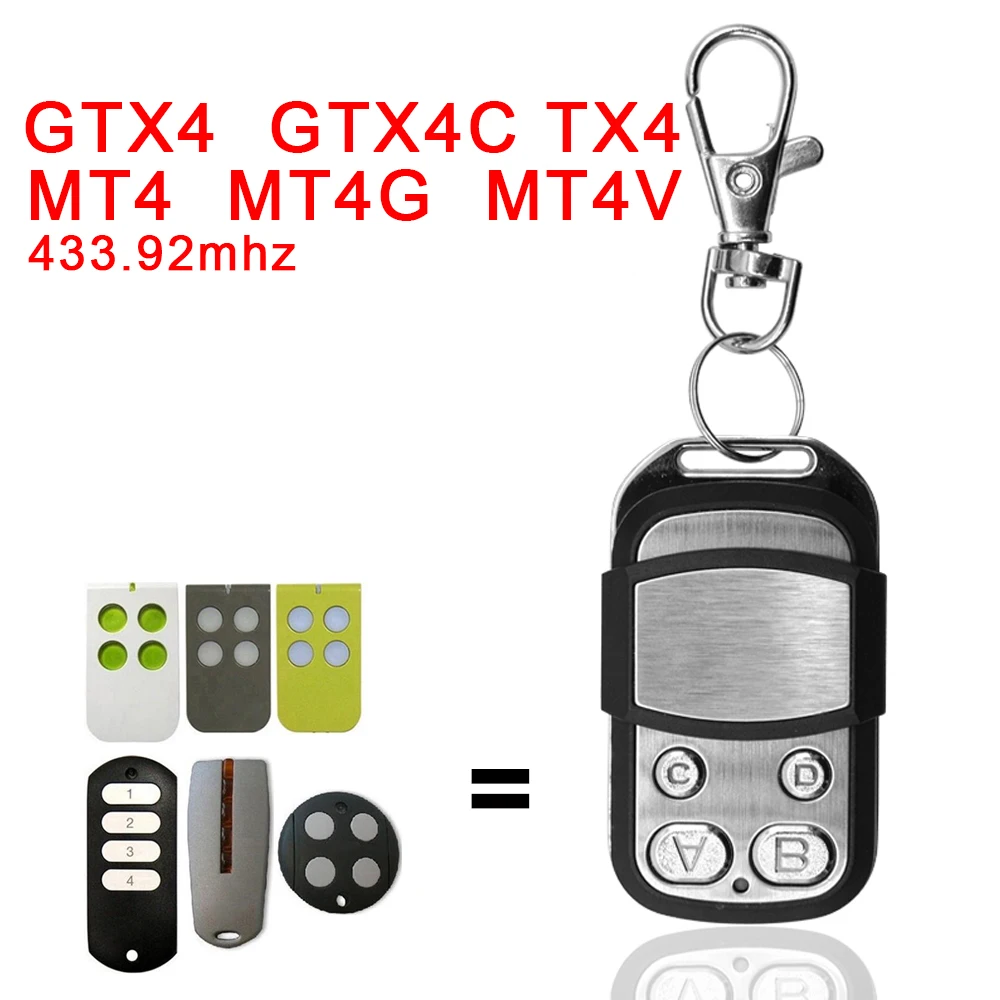 Mando de garaje Compatible Mhouse GTX4 / GTX4C/TX4, Control remoto de puerta Moovo MT4 / MT4G/MT4V, transmisor inalámbrico