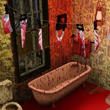 

Halloween Party Sale Paper Banner Pennant Garland Terror Decor Creepy Haunted Banner Hanging Home Bar Place A0W3